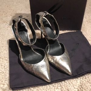 Super cute silver Brian Atwood heels with ankle strap